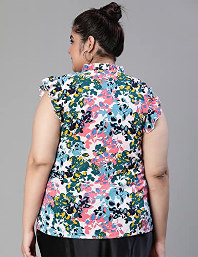Image of oxolloxo Women Plus Size Floral Print Ruffled Top