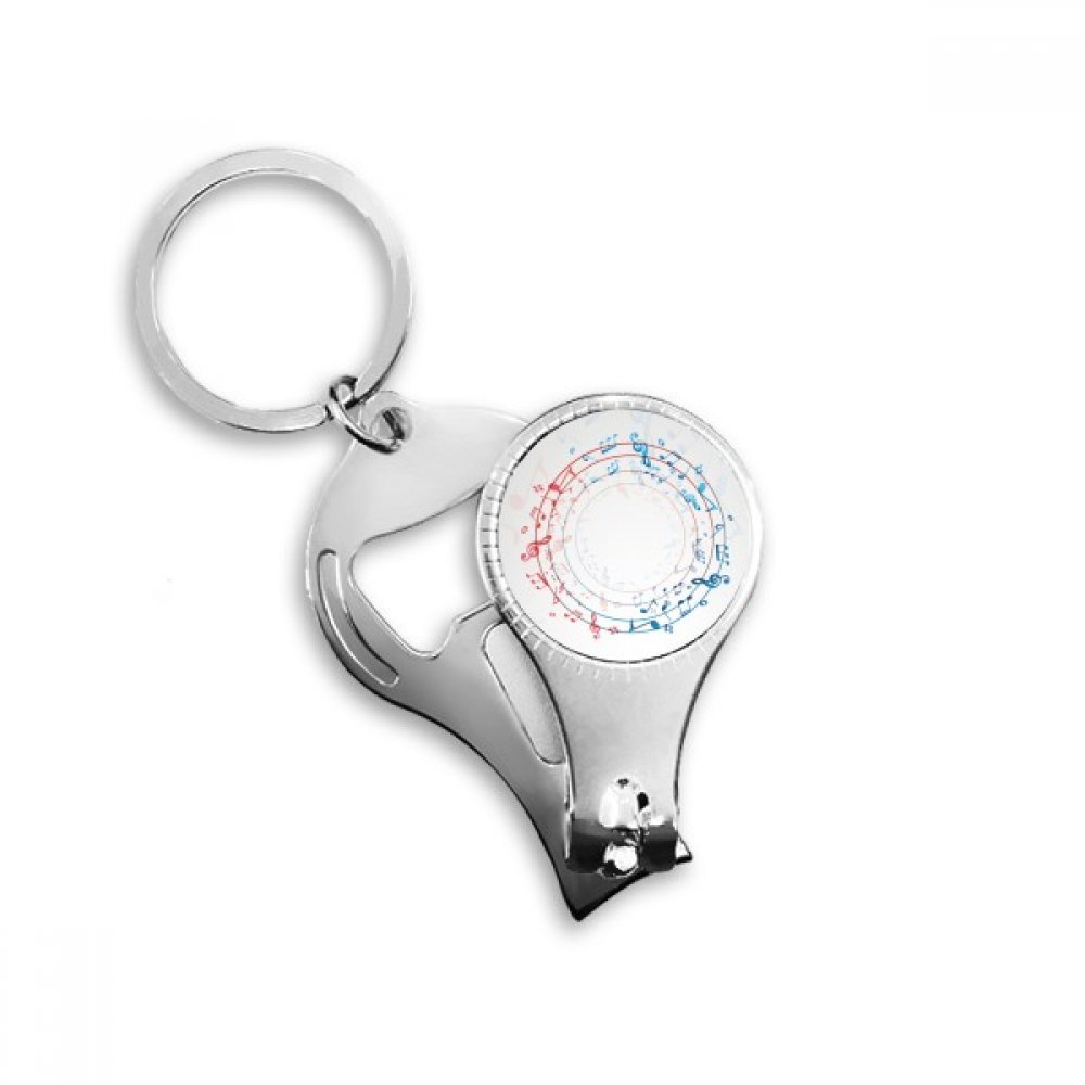 Pince à ongles ronde avec notes de musique rouge et bleu pour manucure