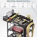 Olympia Tools Convertible Utility Cart - 660 lbs Heavy Duty Plastic HDPE, 10 Tool Slots, 5'' Locking Swivel Wheels, Ladder Hook | 3 Shelf to Flat Top Workstation | Industrial & Maintenance Work Carts