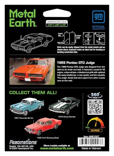 Metal Earth 1969 Pontiac GTO Judge Metal Model Kit Fascinations - Image 7