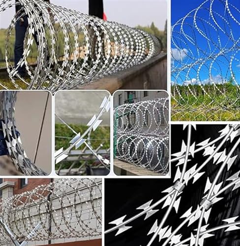 Alambre Cuchilla de 35FT, Alambre Cuchilla para Cercado, Acero Galvanizado y Acero Inoxidable, Cinta de Alambre Cuchilla, Alambre Concertina miniatura 4
