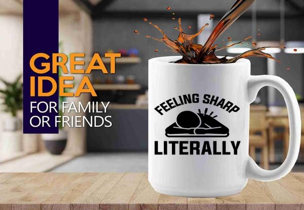 Luxe Gifting Acupuncture Coffee Mug 15oz White -Feeling sharp - Chiropractors Physical Therapists Physician Assistants Naturopathic Physicians Massage Therapists.