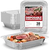 Aluminum Pans Half Size(30 Pack), 9x13, Heavy Duty Disposable Foil Pans for Baking, Roasting, Cooking, Heating, Storing, Deep Tin Foil Bakeware for Oven, Steam Table Tray, Cookware, Food Prepping