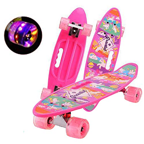 YYYY Patineta de Cuatro Ruedas, 24 X 6 Single Rocker, LED Rueda Luminosa Banana Fish Board, Adecuado para Principiantes, Adolescentes, niños, niños y niñas. 9