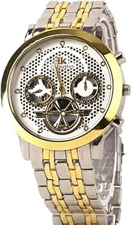 Casual Watch For Men - Band Stainless Steel Silver With Gold - White Dial - IK25