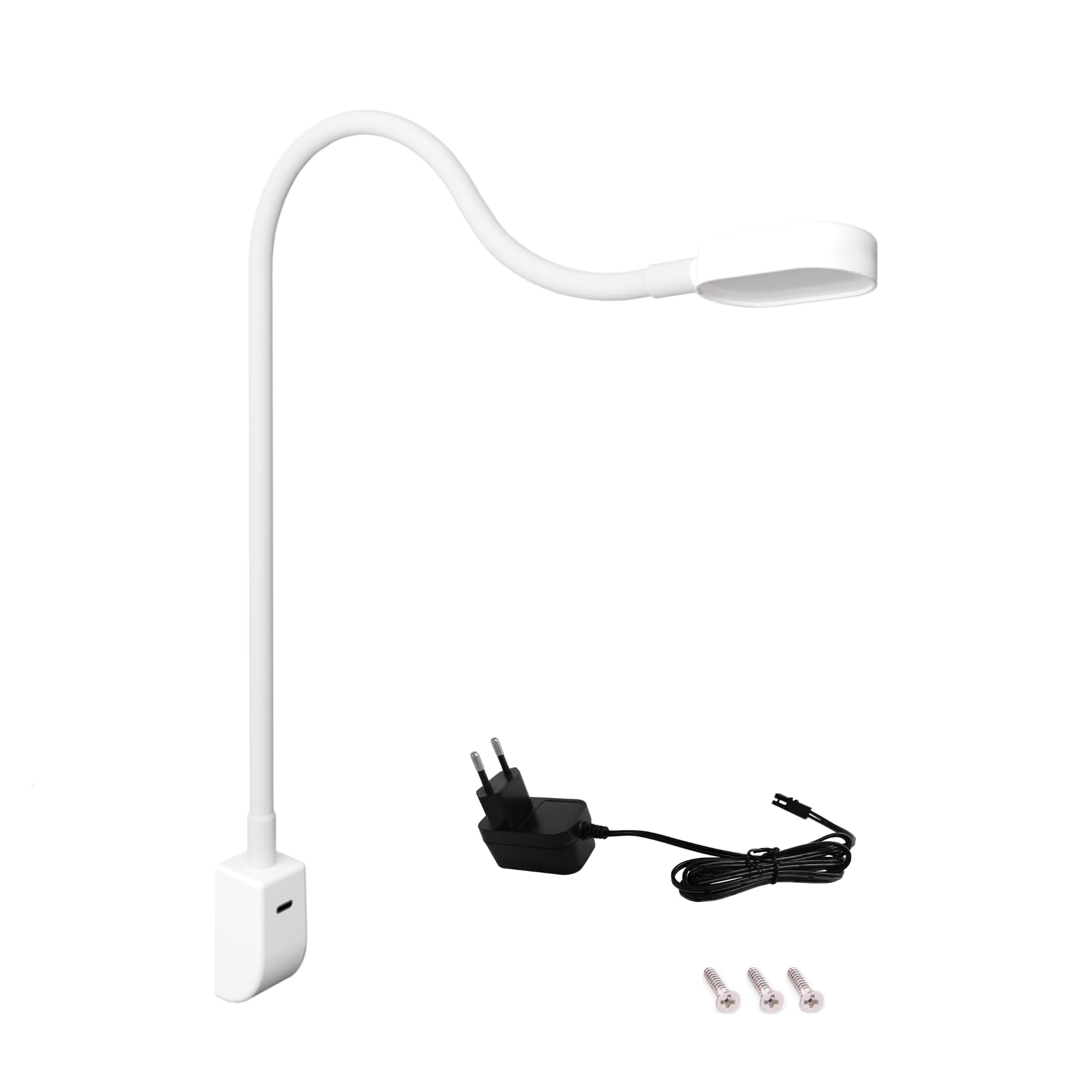 kalb I Ilios LED-Bettleuchte/Leseleuchte mit USB-C, Wand- und Winkelmontage, Flexibler Arm, dimmbar, warmweiß 3000k (1er Set weiß)