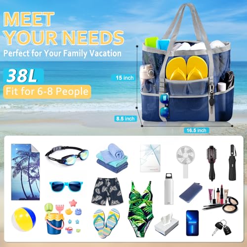 SRISE Mesh Beach Bag - Large Beach Tote Bag for Family Beach Bag for Toys & Vacation Essentials - Image 3