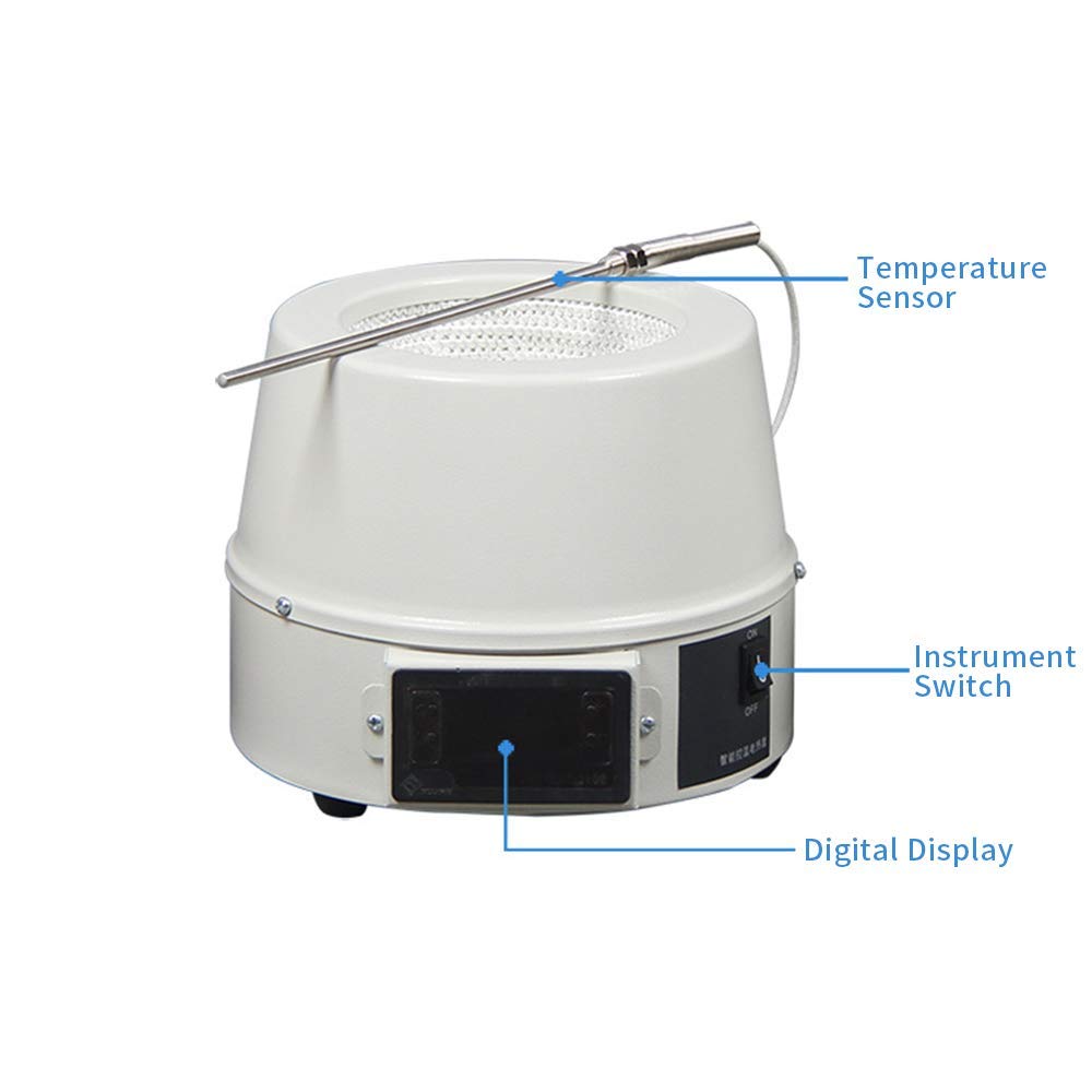 Fayelong Digitaler Bildschirm Heizmantel 250ml-2000ml 180W-500W Temperaturkontrolle Edelstahl-Temperatursensor Max Temp 716°F (1000ml)