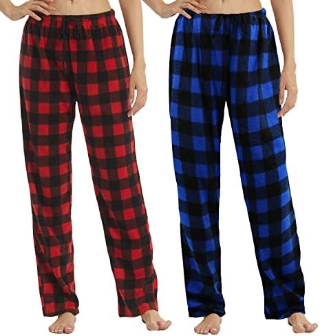 LNFINTDO Women Pajama Pants Fleece Buffalo Plaid Pj Bottoms Soft Drawstring Lounge Sleepwear for Ladies