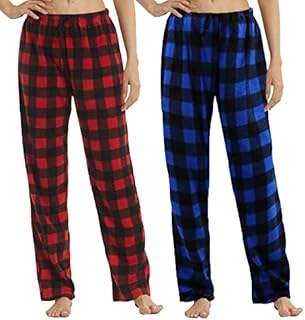 LNFINTDO Women Pajama Pants Fleece Buffalo Plaid Pj Bottoms Soft Drawstring Lounge Sleepwear for Ladies