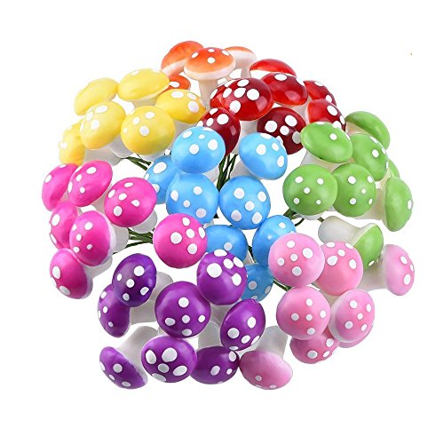 Yueton Pack Of 100 Mini Foam Mushroom For Garden Ornament Flower Pots Bonsai Micro Landscape Decor (Assorted Color) #TOP1