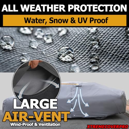 Image of All Weather Waterproof car Cover Good for rain Snow uv Protection dust Sport Sedan GTO MAZDA6 Mustang Camaro M5 RC A5 M3 Q50 M8 Thunderbird Gray