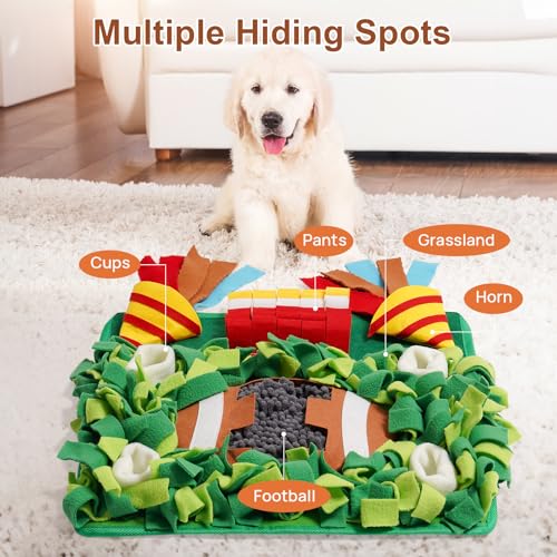 MEWOOFUN Schnüffelmatte für kleine und mittelgroße Hunde, Fußball-Thema, Schnüffelmatte für Langeweile – interaktive Schnüffelmatte für Hunde/Katzen, langsames Fressen, Futtersuche und
