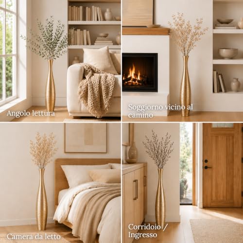 Image of Leewadee Large Floor Vase 34 inches Mango Wood for Pampas Grass, Dried Flowers