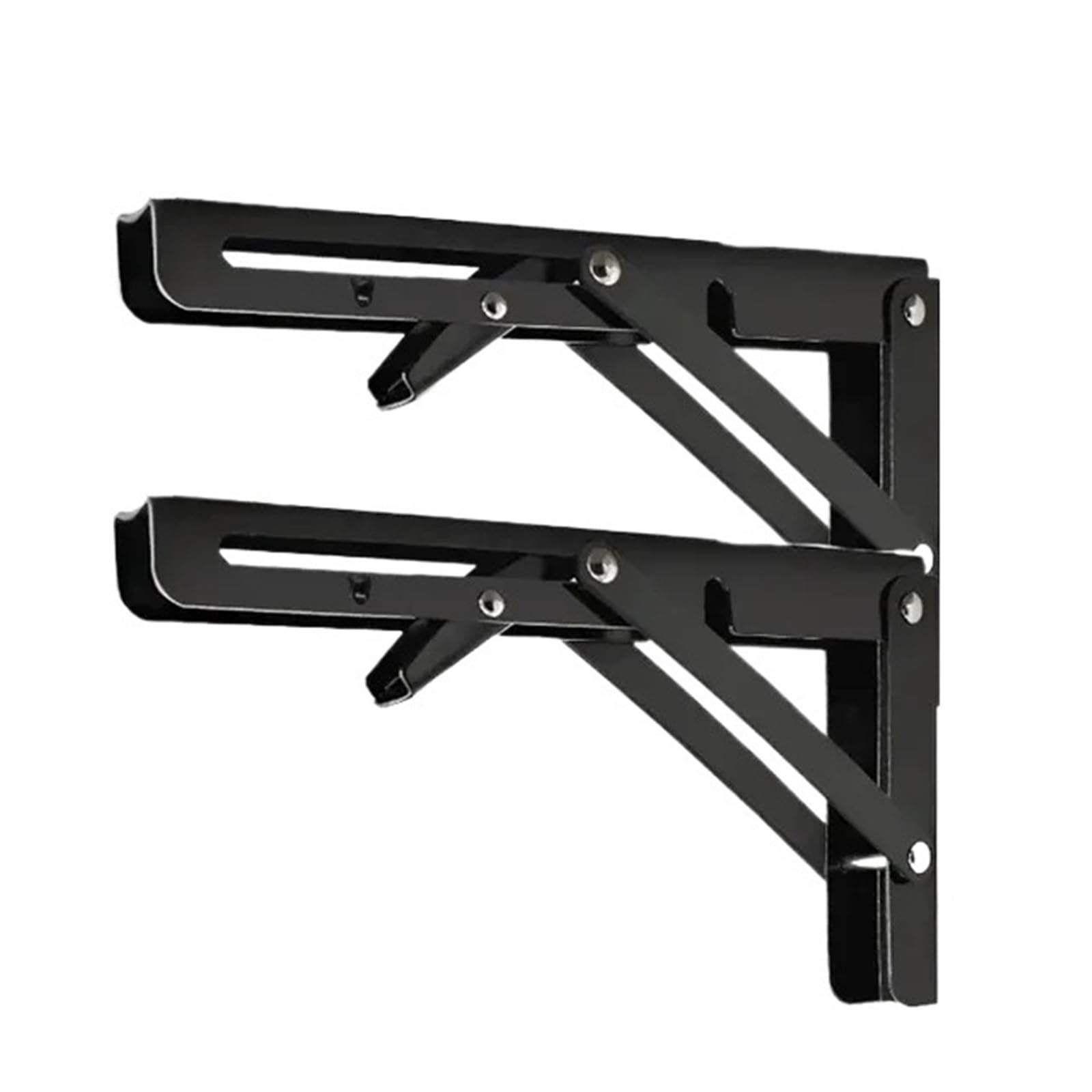 Staffe A L 2 pezzi Triangolo pieghevole Angolo pesante Supporto regolabile da parete Panca Tavolo Mensola(Black 12inch)