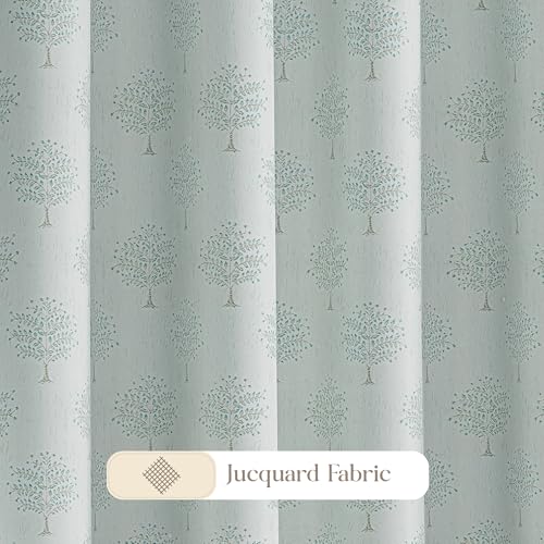 Image of Yellow Weaves 1 Pc Jacquard Tree Eyelet Window Curtain - Perfect for Home, Office, Bedroom, Living Room & Balcony - 5 Feet (Sky Blue)