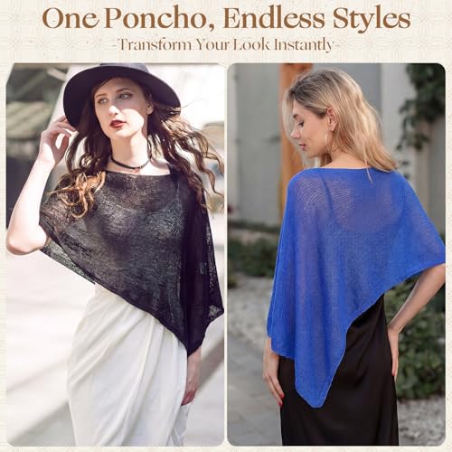 Image of Women Sheer Poncho Shrug Summer Sheer Blouse Top Lightweight Poncho Bolero for Evening Dress