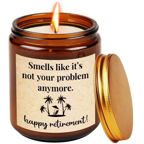 Scented Candles Gifts for Women - Funny Retirement Unique Handmade Lavender Soy Wax Candle Leaving Gift for Colleagues Teachers Family Friend Happy Retirement Present Ideas