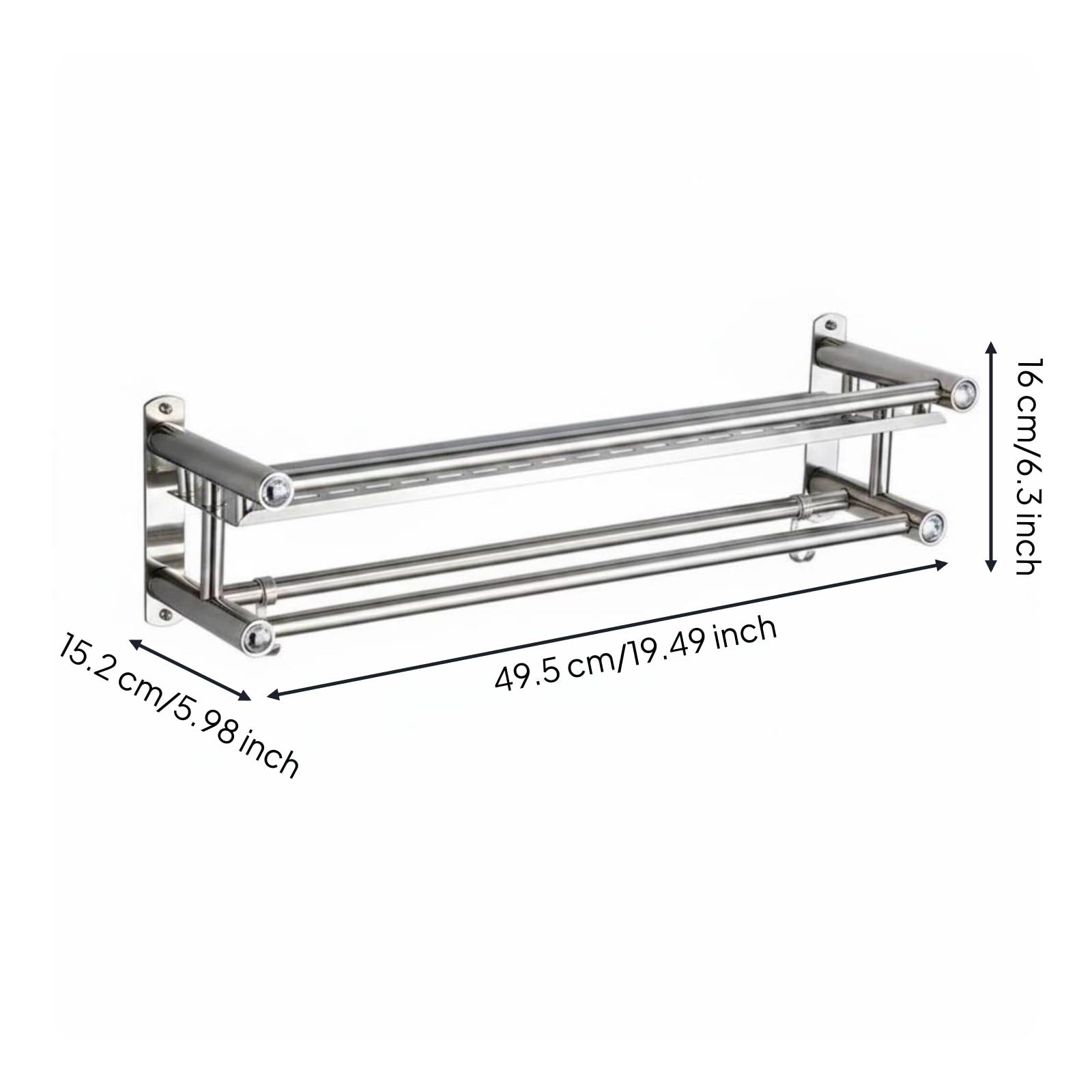 Repisas de Baño Adhesivas Montaje en Pared Organizador de Ducha Ahorra Espacio Estante Acero Inoxidable, 50cm