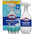 Clorox Bathroom Foamer Refillable Cleaner, Household Essentials, 1 Bottle and 3 Refill, Rain Clean, 1.13 Fl Oz