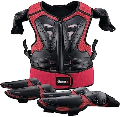 StarknightMT Kids Motorcycle Armor Suit Dirt Bike Gear Riding Protective Chest Spine Back Protector Shoulder Arm Elbow Knee Protector Pads for Cycling Skateboard,Skiing,Skating,Off-Road