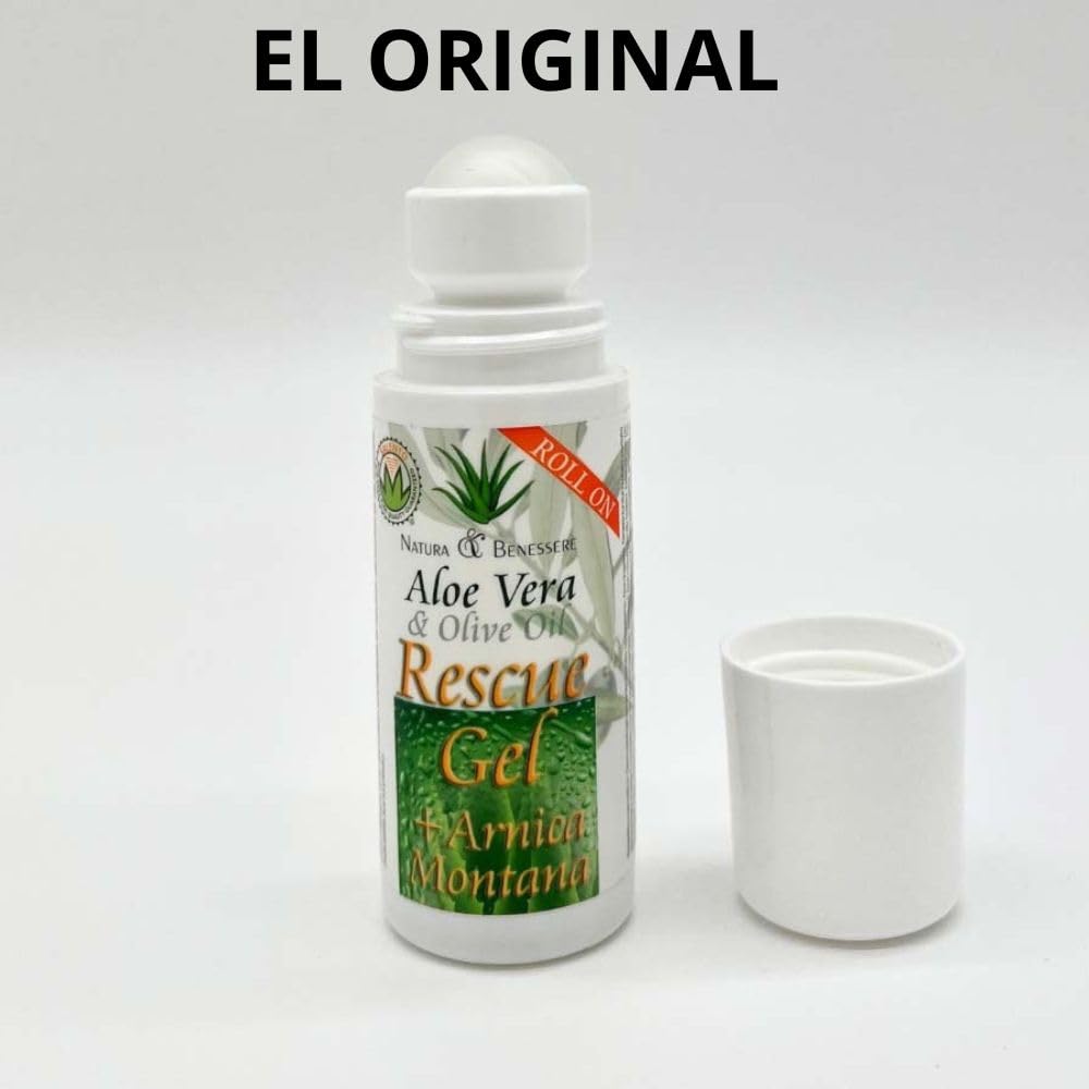 Roll On ResCue Gel Aloe Vera Con Efecto Inmediato Del Alivio Del Dolor con efecto analgésico en Articulaciónes, Cervicales Masaje Practico de Aplicar Alivia Tus Dolores Pack 4 Unidades