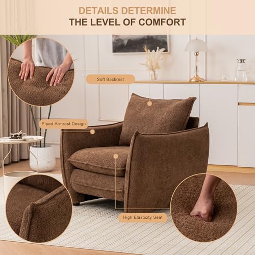 Sillón Plegable Tela Chenille Marrón Claro miniatura 4