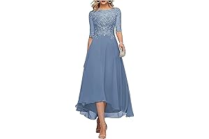 Elegant Tea Length Lace Formal Dress for Weddings