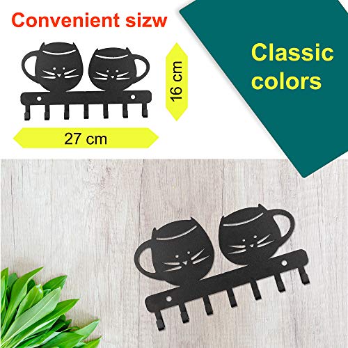 Image of Sehaz Artworks Metal Key Holder for Home | Bird Key Hooks | Key Holder for Home Decor Stylish | Key Stand for Wall (7 Hooks, Black)