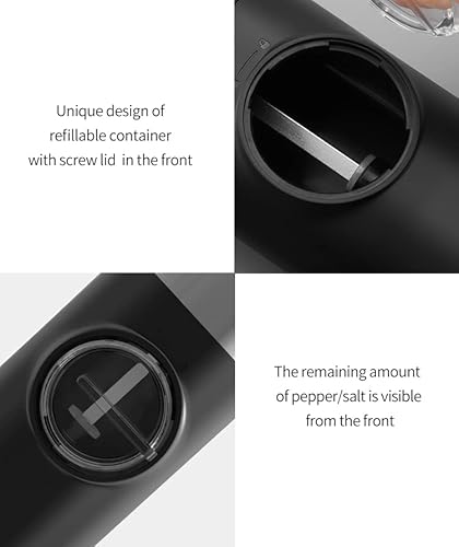 Rechargeable Electric Salt And Pepper Grinder - Stainless Steel, Automatic Salt And Pepper Grinder With Led Lights, Salt Pepper Grinder With Usb Type-C Cable, One Hand Operation #TOP7