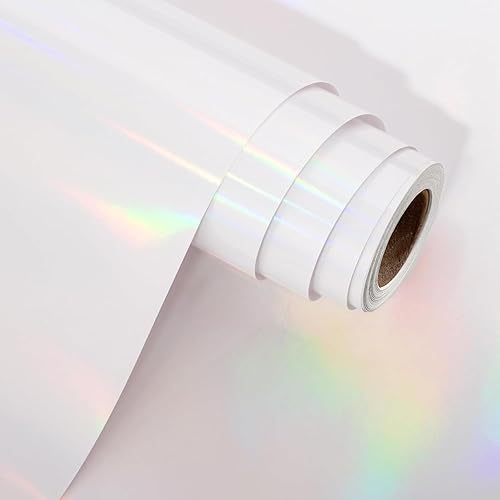 Homeral Rollo de papel de regalo metálico, 46.8 pies cuadrados (17 pulgadas x 32.8 pies), color blanco sólido para Navidad, cumpleaños, vacaciones,