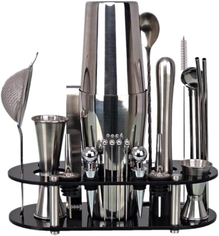Set de Coctelera y Herramientas de Bar 23 Piezas Acero Inoxidable