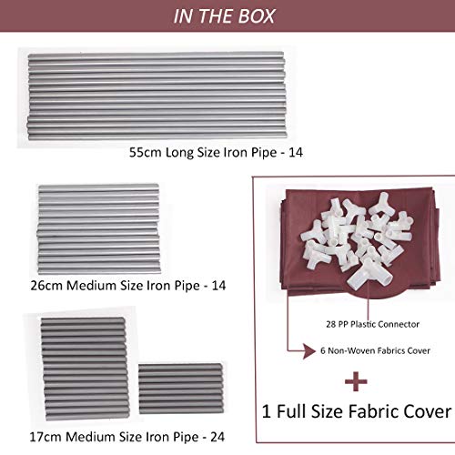 Image of Ebee Metal 6 Shelves Cloth Cabinet (Maroon)