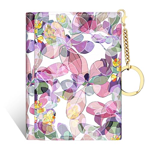 Image of Rouidr Womens Wallet, Small Slim RFID Card Wallets for Women, Cute Front Pocket Trifold Leather Card Organizer with 7 Slots & ID Window, Colorful Flowers