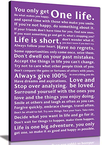 Image of Panther Print, Canvas Wall Art, Pictures for Bedroom Walls, Framed Prints for Office and Hallway, Inspirational Quotes in Frames, Life Manifesto, Print for Special Occasions, Purple (18x12 Inch)
