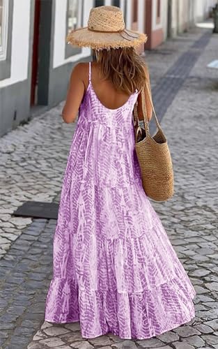 Image of PRETTYGARDEN Women Summer Dresses 2026 Spaghetti Strap Scoop Neck Floral Maxi Dress Flowy Boho Long Sundress with Pockets