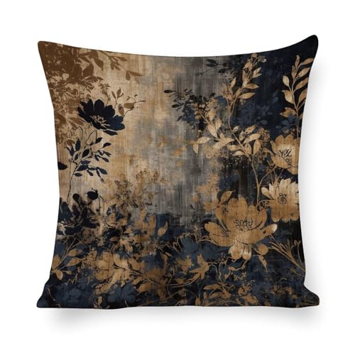 Housse de coussin 50,8 cm fleurs dorees textile haut de gamme - 3
