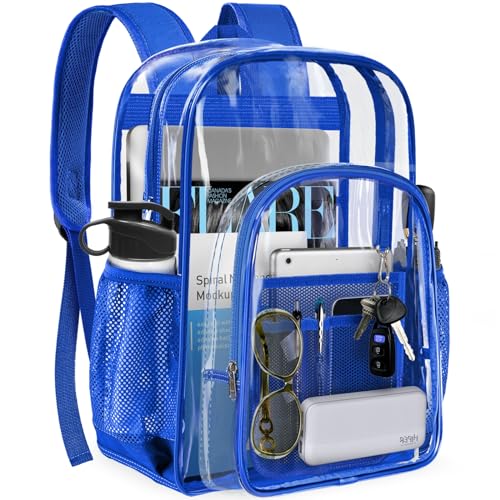 Image of PAMANO Clear Backpack Transparent Heavy Duty School PVC Bookbag See Through Bag Boys and Girls for College Work Travel Security