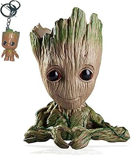 Udream Groot Plant Pot Flowerpot Cartoon Flowerpot Figures Cute Model, Groot Succulent Planter Cute Green Plants Flower Pot with Hole Pen Pot Best Gifts for Kids