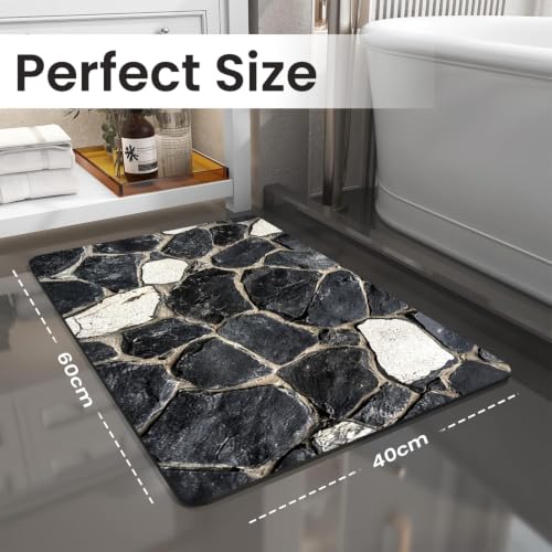 Image of MAXOSHINE PVC Bathroom Mats Anti Slip | Water Absorbent Bath Floor Mat | Quick Dry Anti Skid Bathroom Mats for Home | Door Mat for Wet Area 40x60 CM (Stone Grey)
