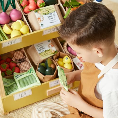 Tiny Land Wooden Play Food Set Bundle Includes 50 PCS of Fruits Veggies Meats Seafood Eggs & Dairy product thumbnail 8