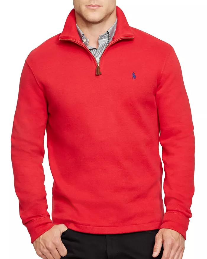 Polo Ralph Lauren Men's Cotton Half Zip French Rib Sweater XXL Red