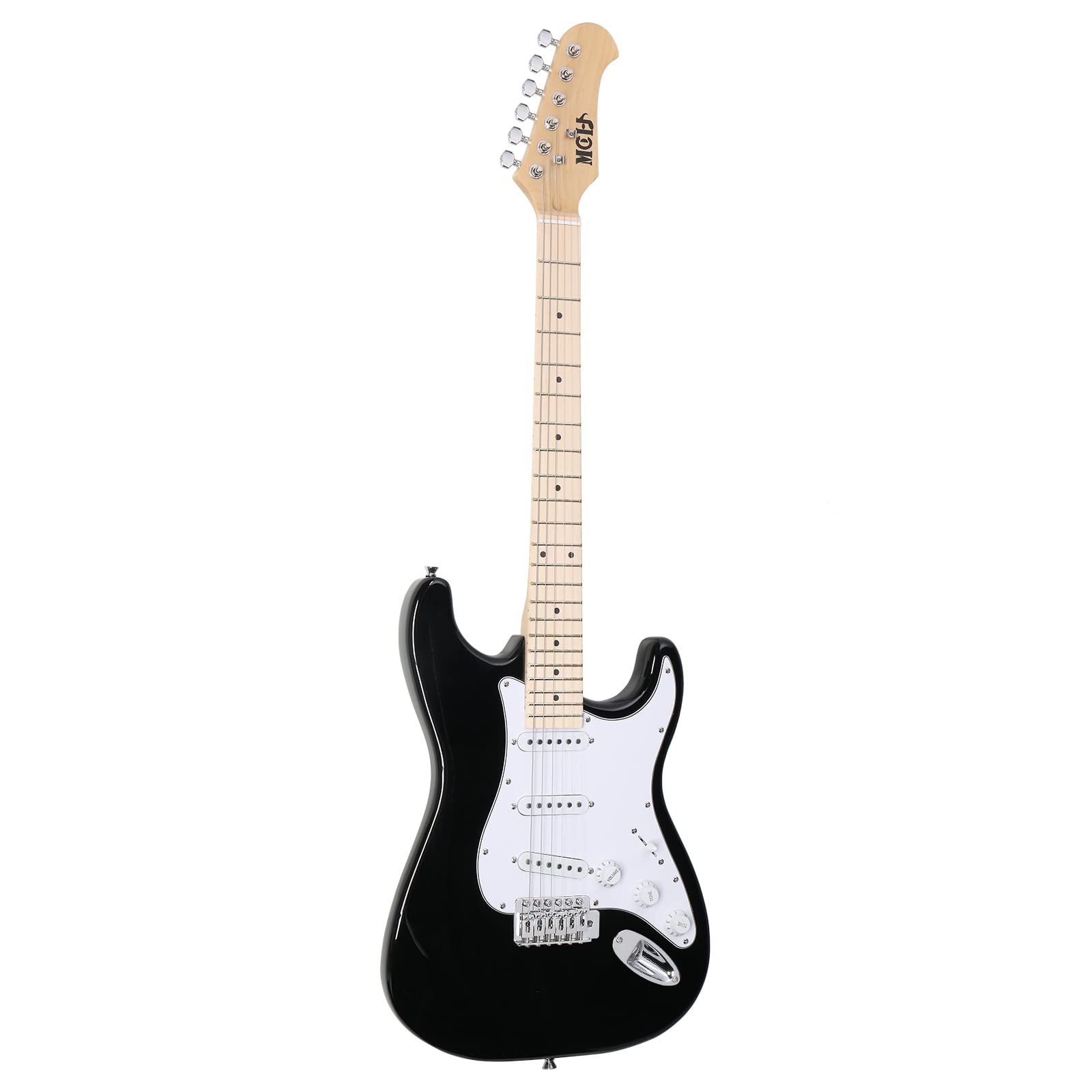 Guitare électrique ST guitare électrique avec ensemble de haut-parleurs 20W, sac de guitare, bandoulière, médiator (le noir)
