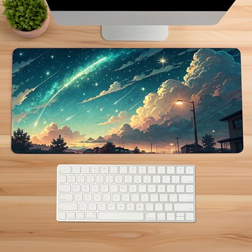 Image of Celestial Hour Premium Desk Mat | Anti-Skid | Anti-Slip | 60 x 28 cm | Laptop Mat for Work from Home /Office /Gaming- Extended Mouse pad and Keyboard Desk mat