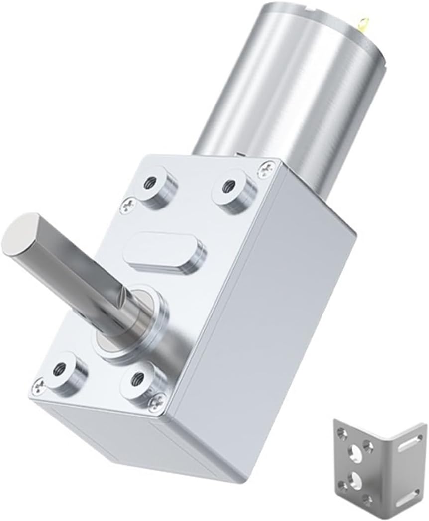 JGY370 Worm Gear Reducer Motor DC 12V 8MM D7 axis Gearbox Reducer 6V 24V self-Locking Reverse Gearbox Length 25MM Low Speed Motor(10RPM_24V Bracket Motor)