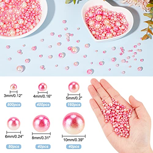 Ph Pandahall 1520Pcs Gradient Pink Undrilled Faux Pearls 6 Sizes No Holes Imitated Pearl Beads Makeup Filler Loose Beads For Table Scatter Wedding Party Home Decoration(3Mm, 4Mm, 5Mm, 6Mm, 8Mm, 10Mm) #TOP5