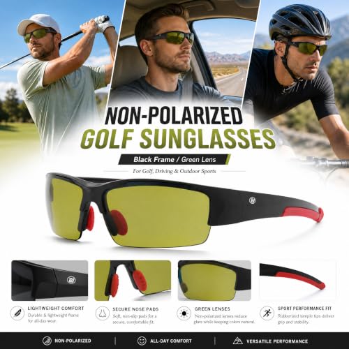 BLAITEJUS HD Semi-Rimless Golf Sunglasses