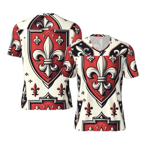 Stylish Athletic Sports Jersey Fleur-De-Lis-Royal Men's Rugby Jersey X-Large