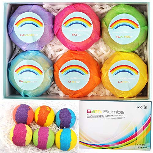 Bombas de Baño, Sinwind Set de 6×100g Bolas de Baño Efervescentes, Exuberantes Efervescencias flotantes de Spa, efecto hidratante, Relajante Cuidado de la Piel, Regalo Ideal para Todas Ocasiones