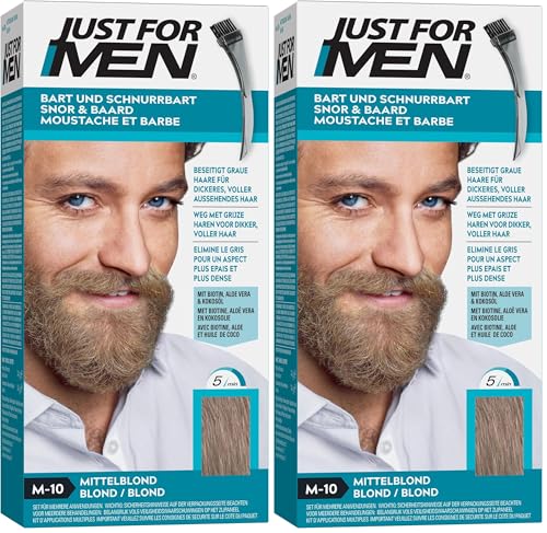 Just For Men Schnurrbart & Bart Färbe Blond, Bart Farbe, Tönung, Bartfarbe, Eliminiert Graue Haare Für Ein Volleres Aussehen, Mit Applikatorpinsel - M10 (Packung mit 2)